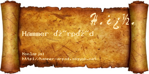 Hammer Árpád névjegykártya